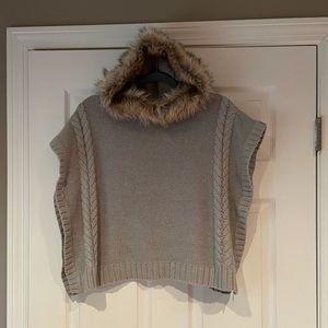 Girls Oshkosh Hooded Faux Fur Poncho size 8